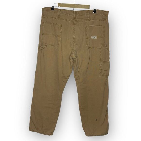 Wrangler Pants Cargo Fleece Lined Straight Leg Khaki Men’s Size 38x30 Flawed - Picture 2 of 11